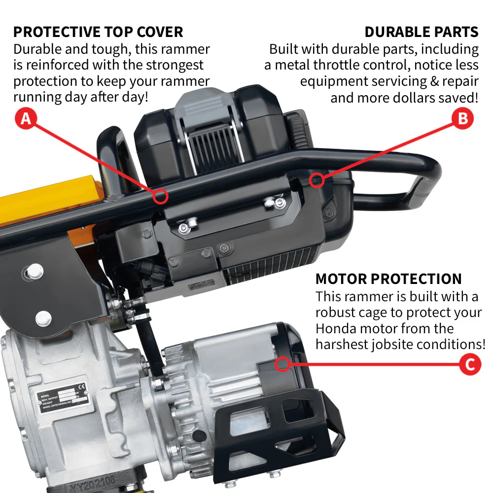 2.4 HP Battery Powered Vibratory Rammer Tamper Compactor with Honda GXE2.0S Motor - Image 6