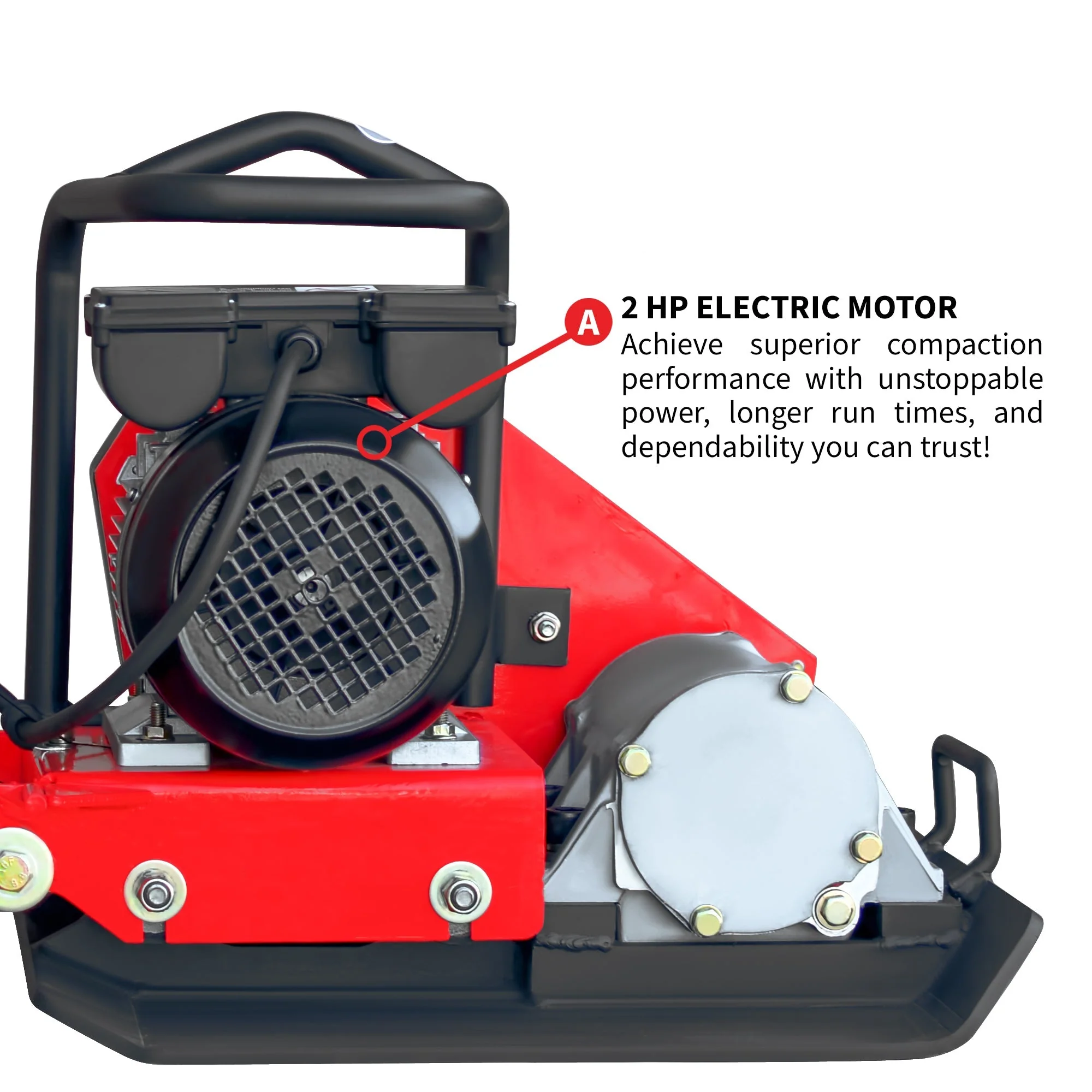 2 HP Electric Vibratory Plate Compactor Tamper for Gravel Soil Compaction - Image 5
