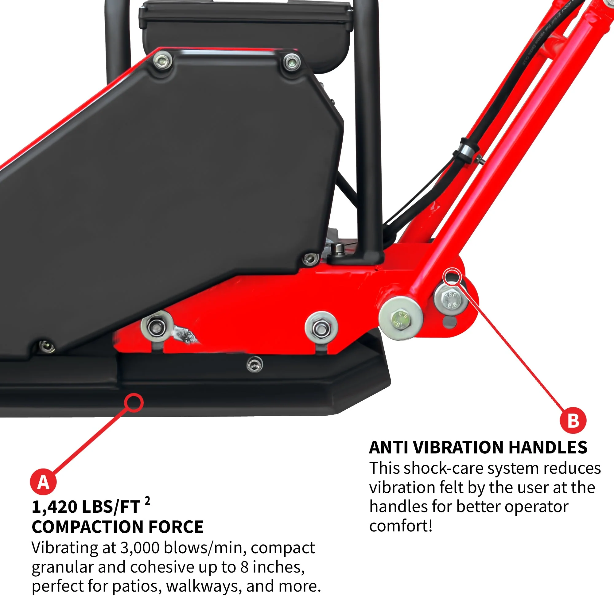 2 HP Electric Vibratory Plate Compactor Tamper for Gravel Soil Compaction - Image 6