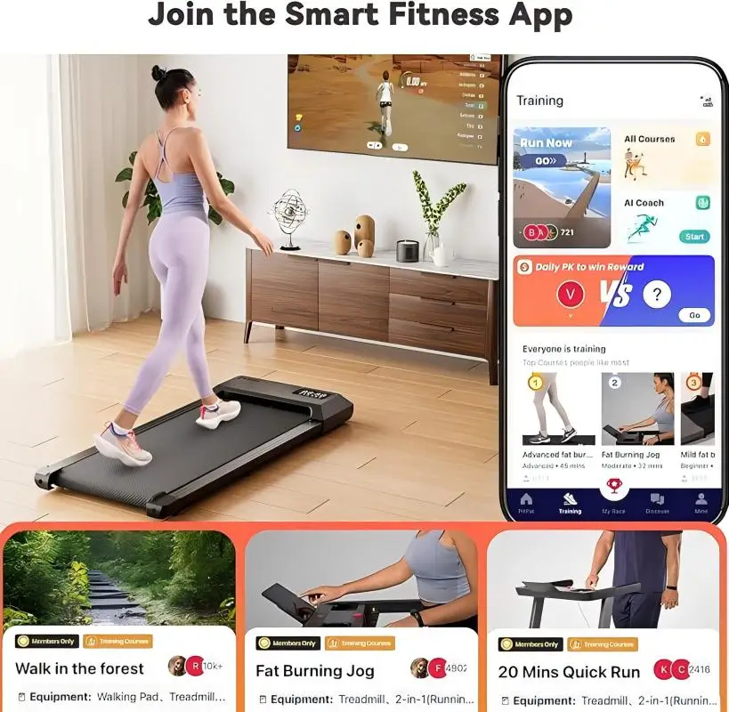 2-in-1 Under Desk Treadmill 2.5HP Walking Pad for Home Office with APP & Remote - Image 3