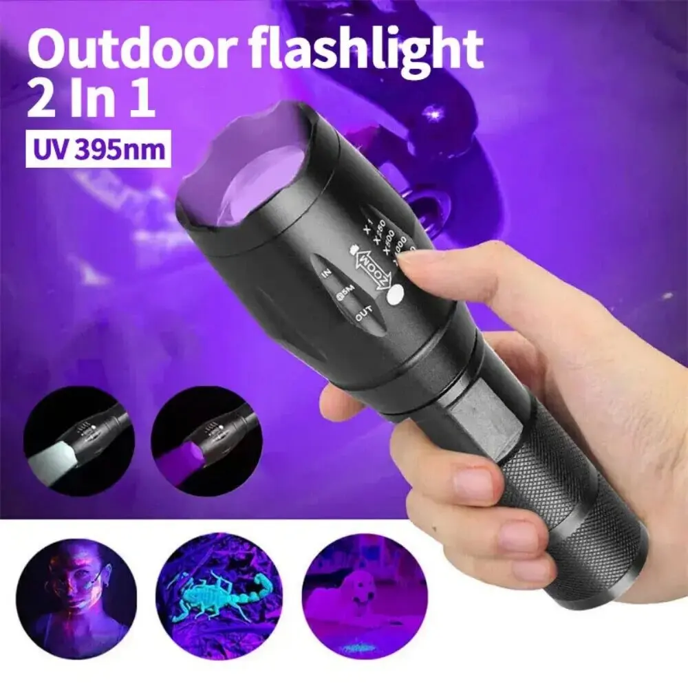 2 in 1 UV Flashlight 395nm Type C Rechargeable Blacklight Pet Stain Detection - Image 2