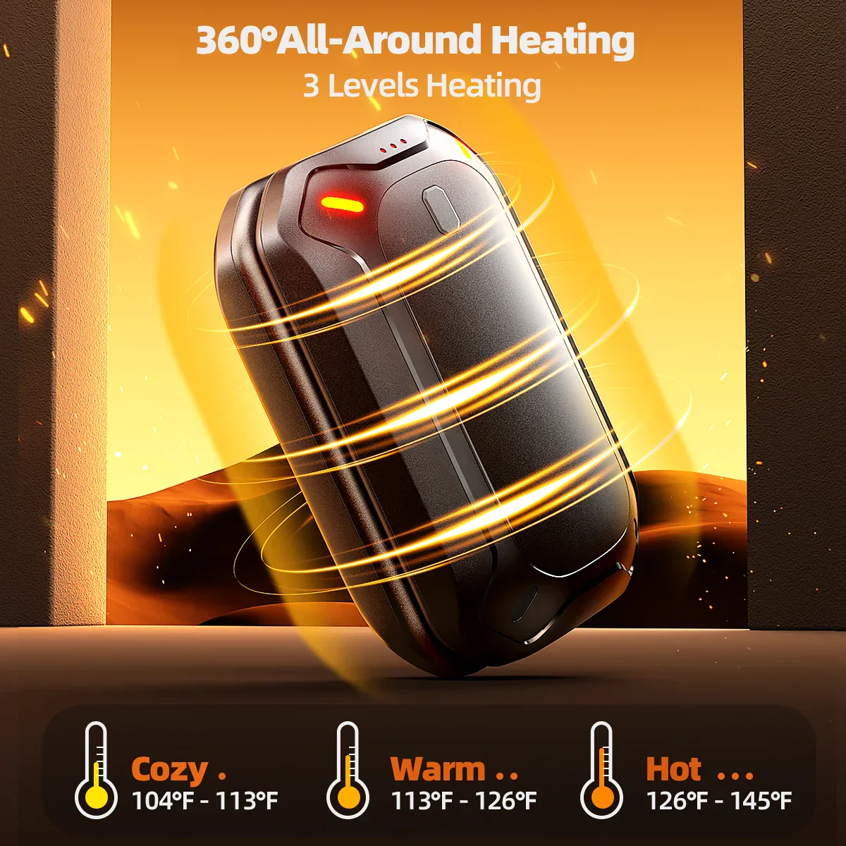 2 Pack Rechargeable Hand Warmers Dual-Sided Electric Pocket Heater for Outdoor - Image 2