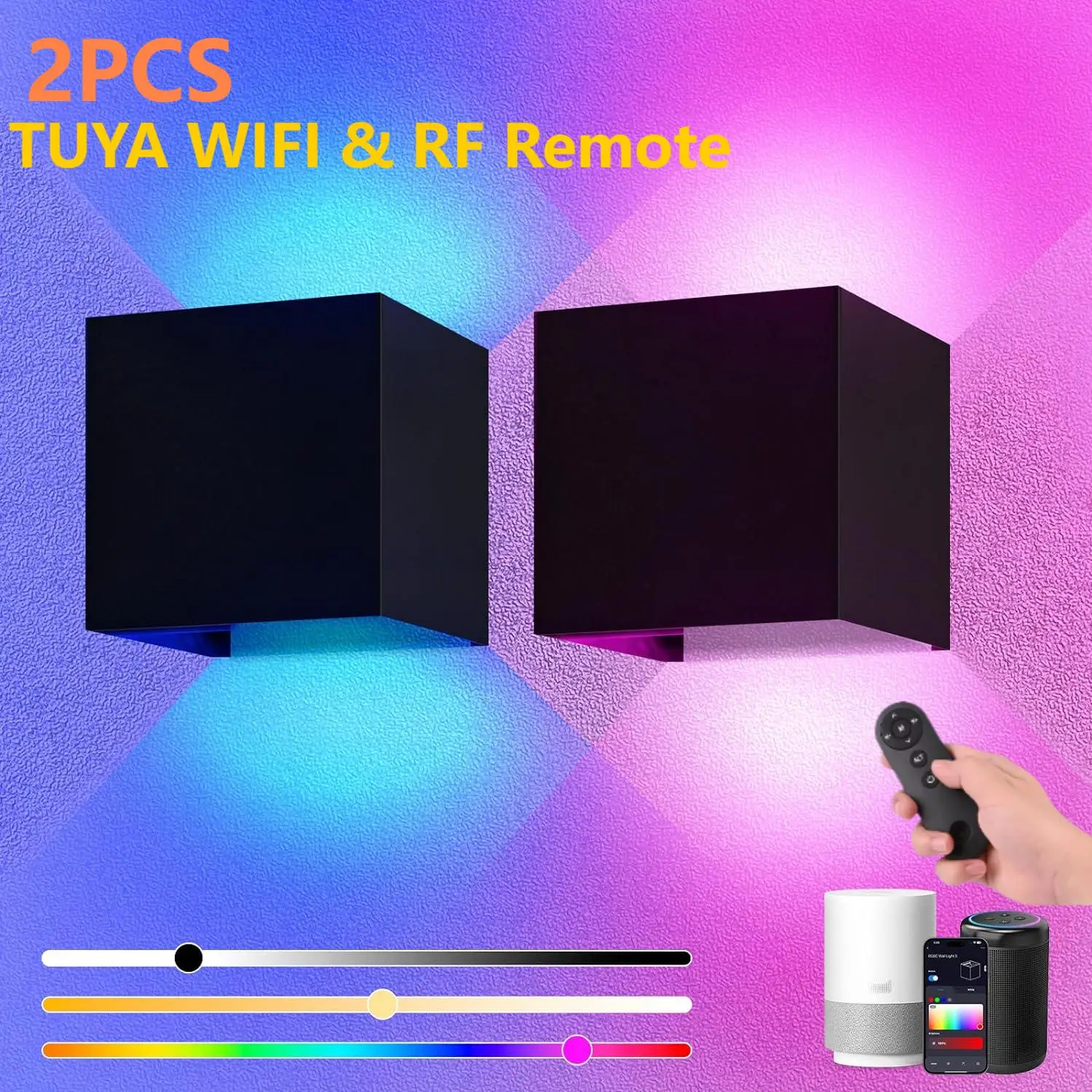 2 Pack Smart Outdoor Wall Lights RGBCW 10W LED Patio Lights App Voice Control - Image 2