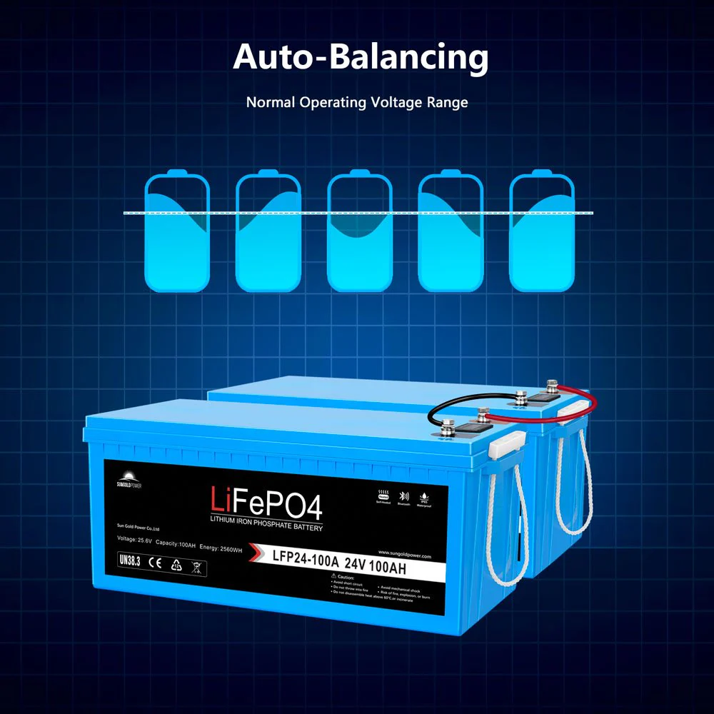 2 X 24V 100Ah LiFePo4 Deep Cycle Lithium Battery Bluetooth / Self-Heating / IP65 - Image 5