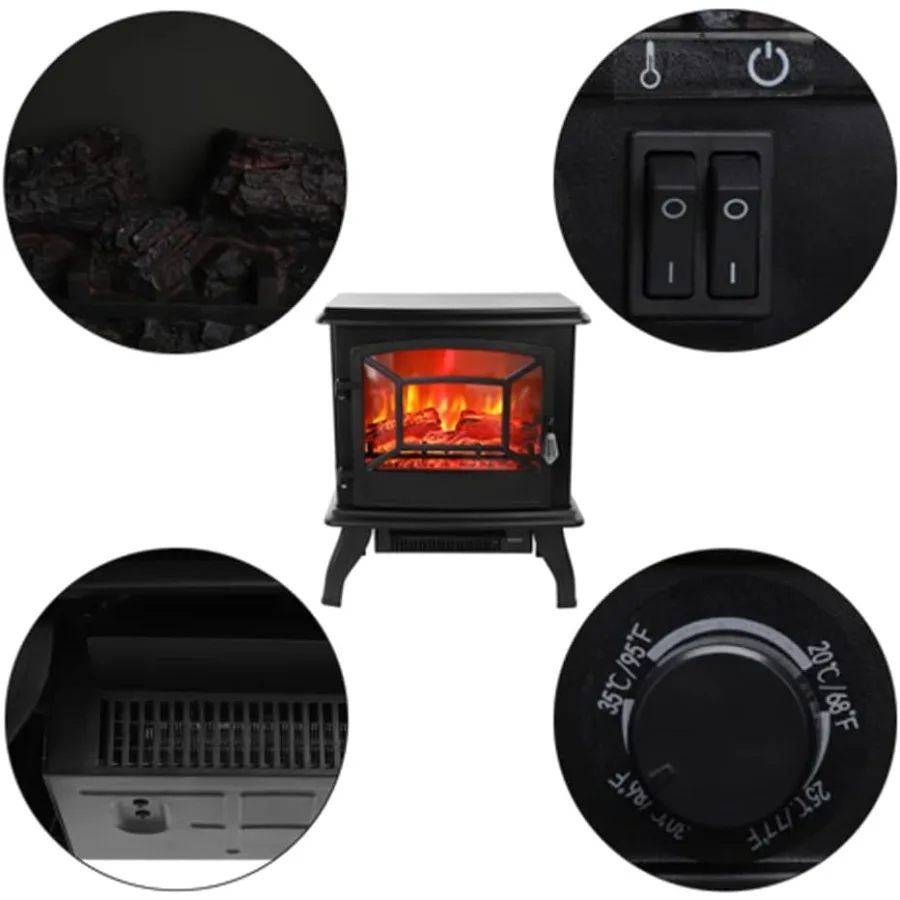 20-Inch Electric Fireplace Stove Heater with Realistic Flame & Adjustable Heat - Image 4