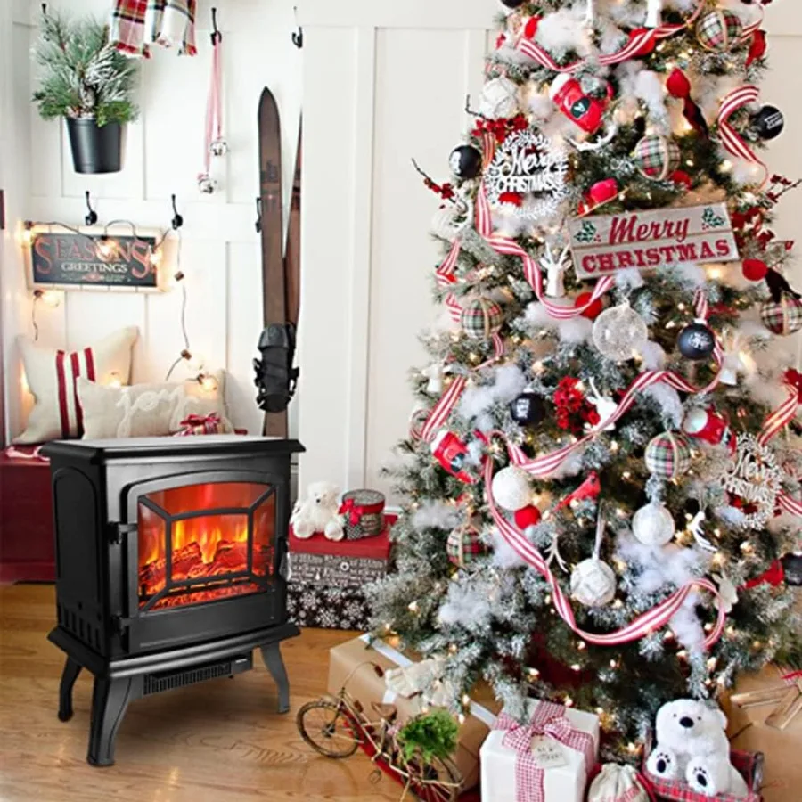 20-Inch Electric Fireplace Stove Heater with Realistic Flame & Adjustable Heat - Image 6
