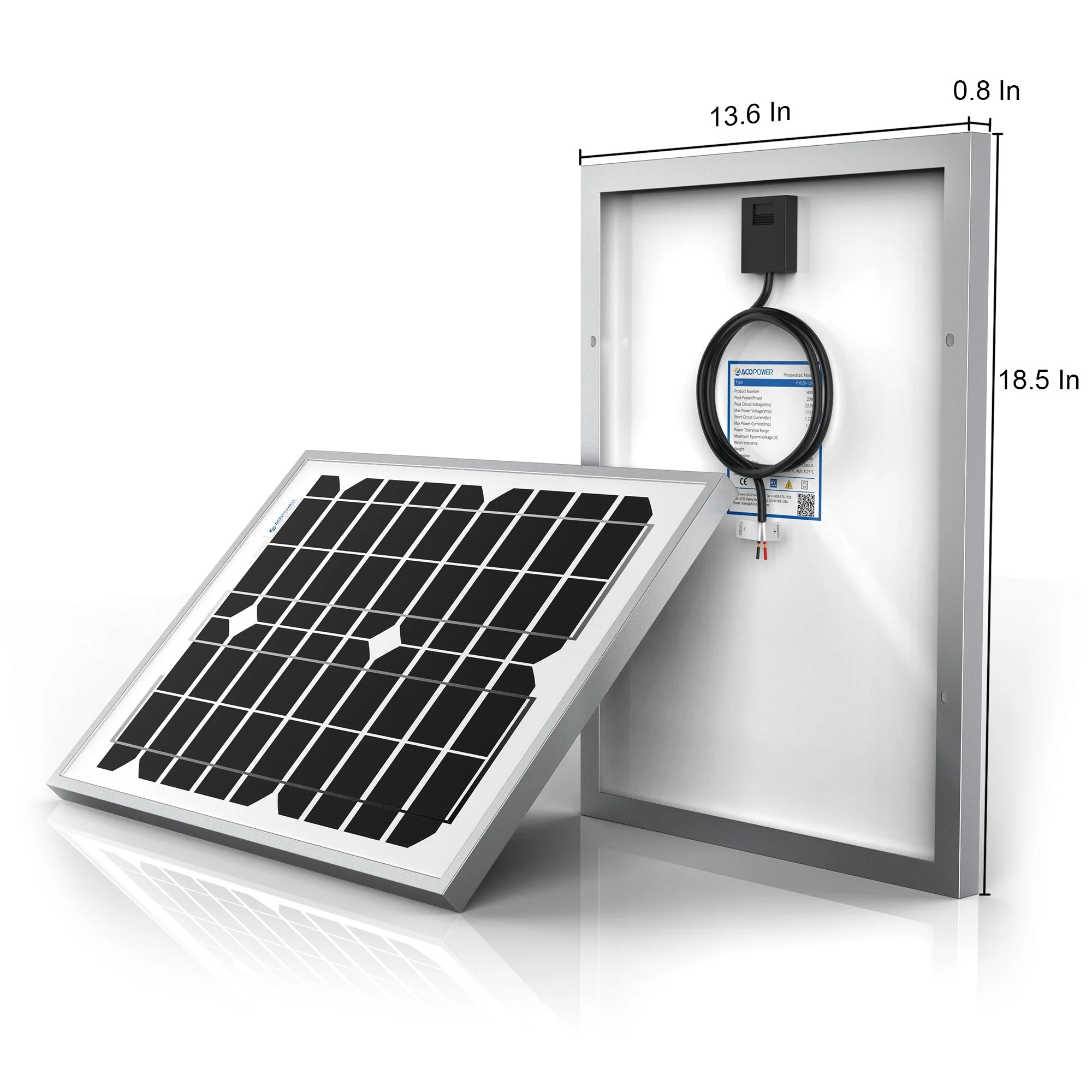 20 Watt 12 Volt Monocrystalline Solar Panel - Image 3
