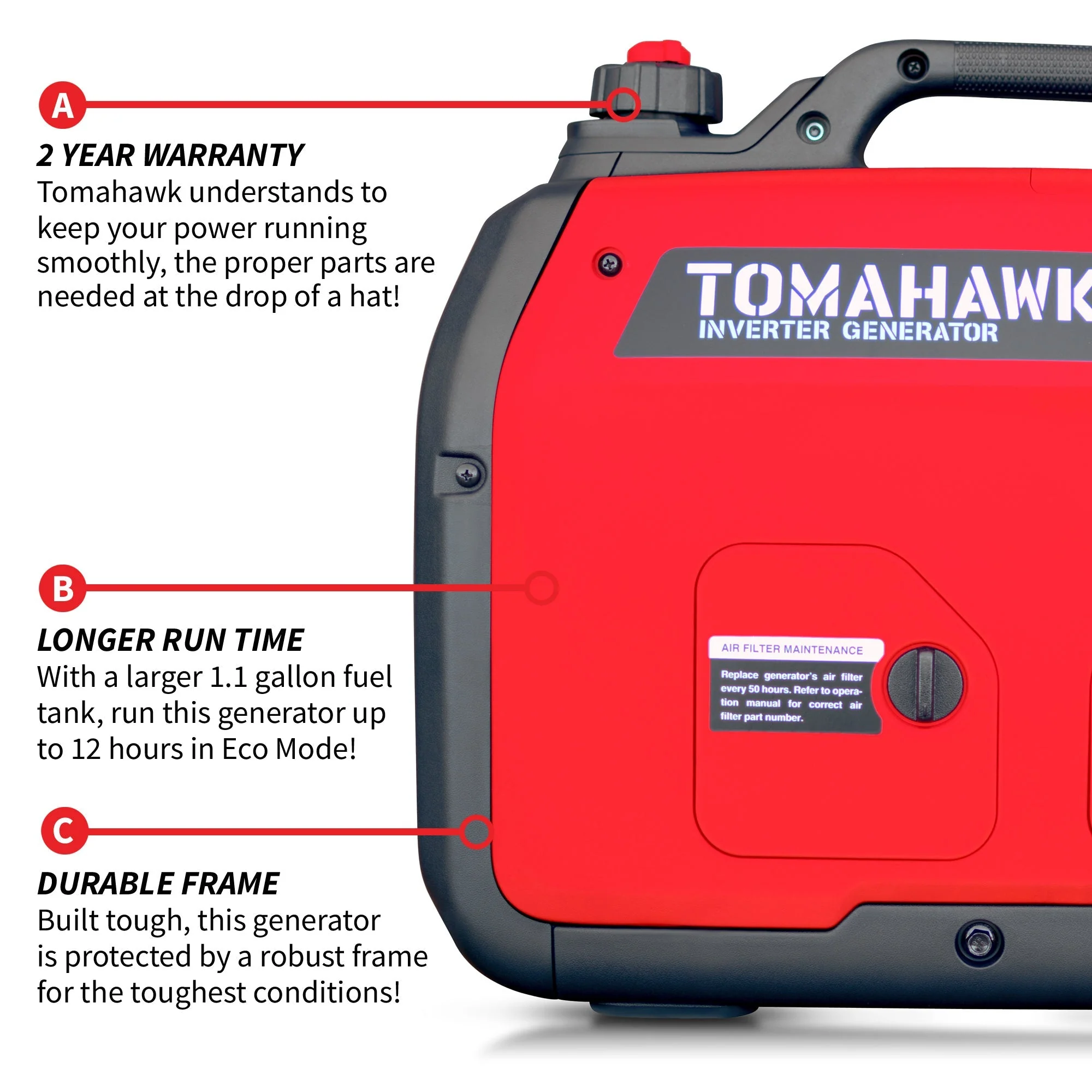2000 Watt Inverter Generator Super Quiet Portable Gas Power Professional Use - Image 6