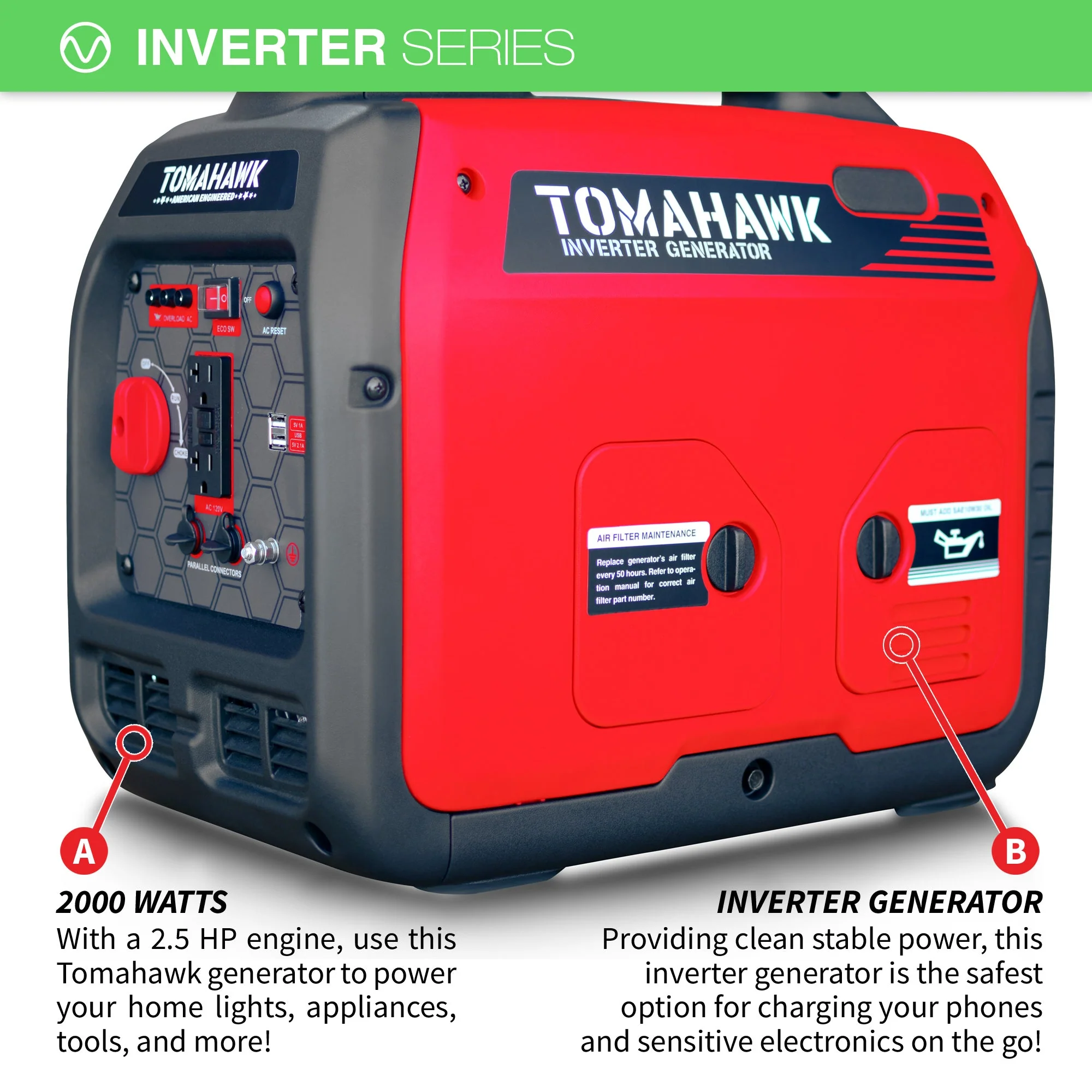 2000 Watt Inverter Generator Super Quiet Portable Gas Power Professional Use - Image 7