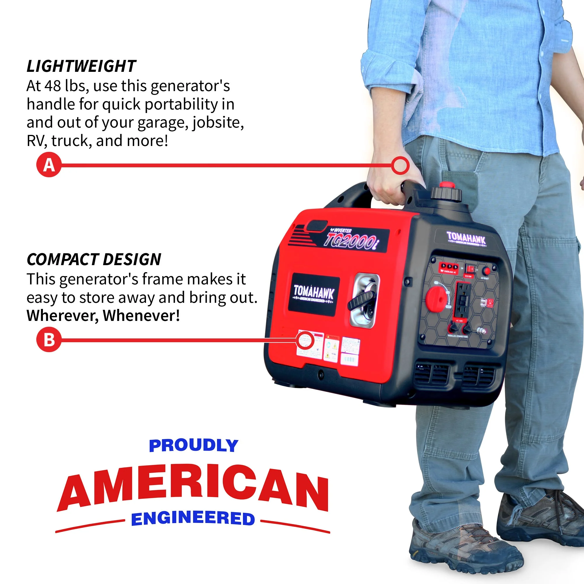 2000 Watt Inverter Generator Super Quiet Portable Gas Power Professional Use - Image 9