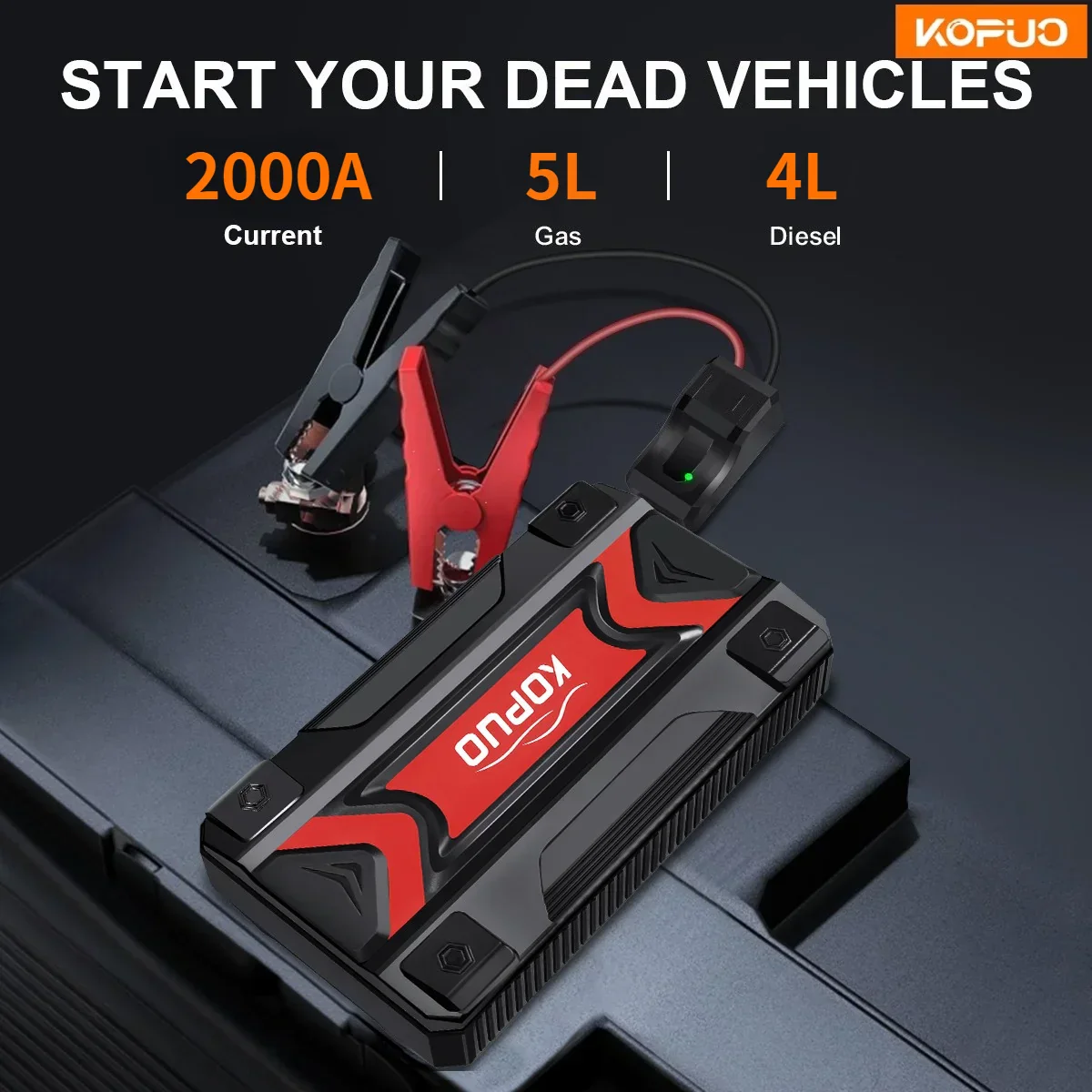 2000A Car Jump Starter 12V Portable Battery Booster Fast Charge LED Light - Image 2