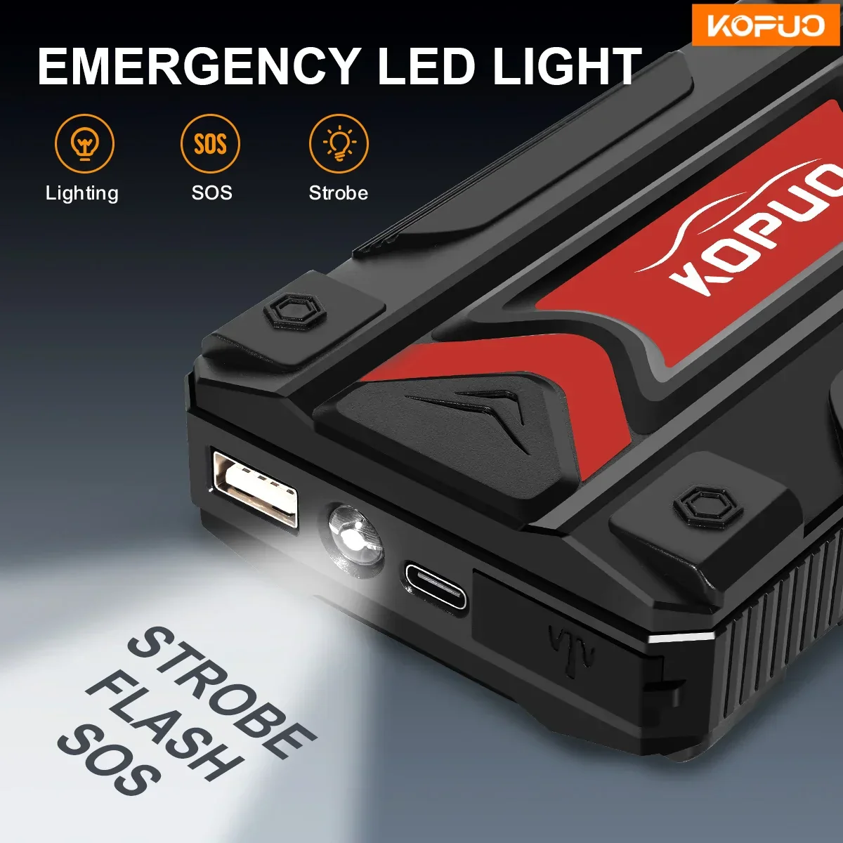 2000A Car Jump Starter 12V Portable Battery Booster Fast Charge LED Light - Image 3