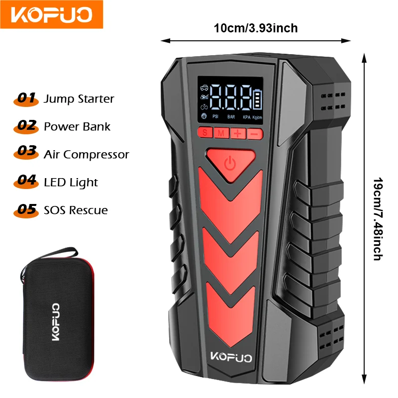 2000A Car Jump Starter with Air Compressor 150PSI Tire Inflator Power Bank - Image 3