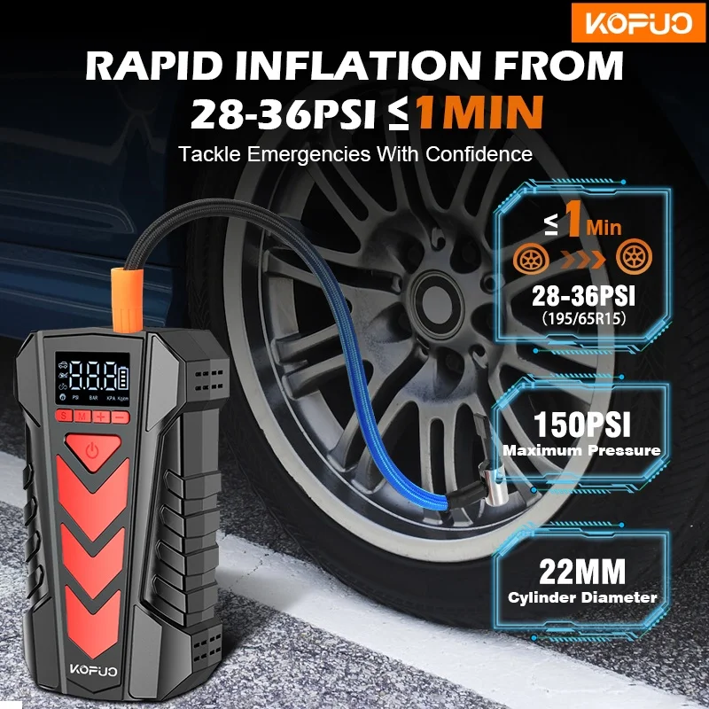 2000A Car Jump Starter with Air Compressor 150PSI Tire Inflator Power Bank - Image 5