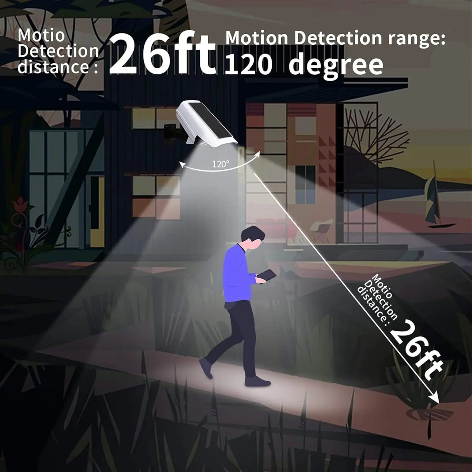 2000LM Solar Motion Sensor Outdoor LED Security Floodlight Wireless 77LED Light - Image 4
