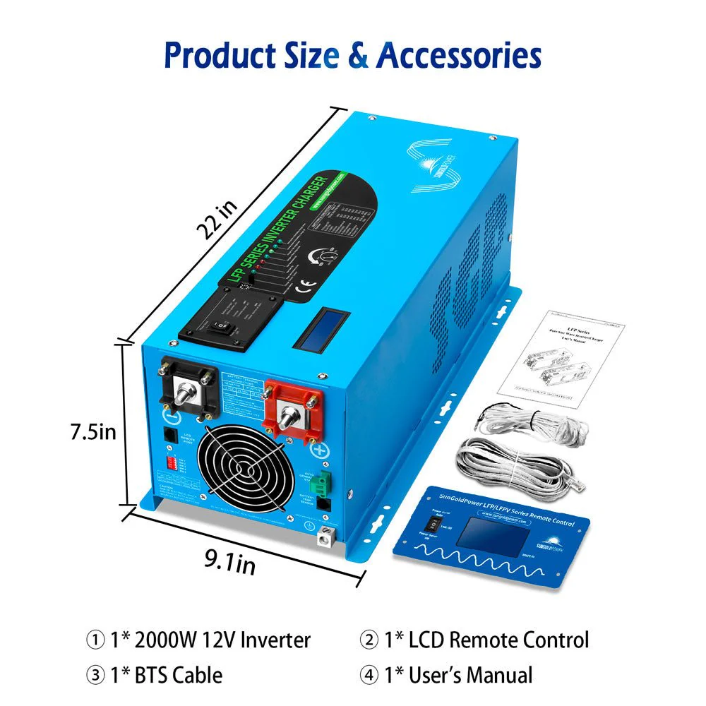 2000W DC 12V Pure Sine Wave Inverter With Charger - Image 6
