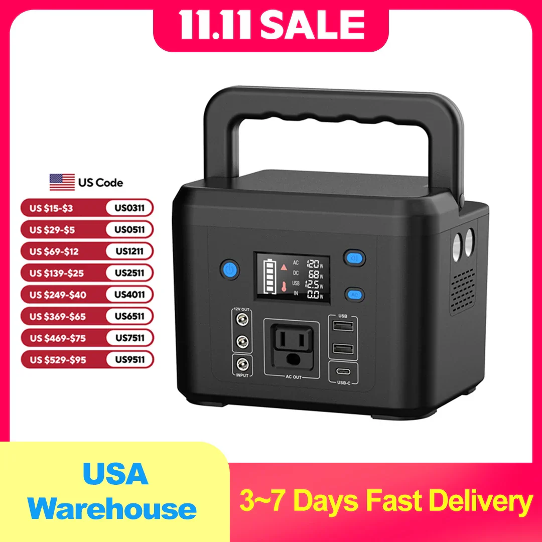 200W Portable Power Station 120Wh Backup Lithium Battery AC DC USB Outdoor Camping - Image 2