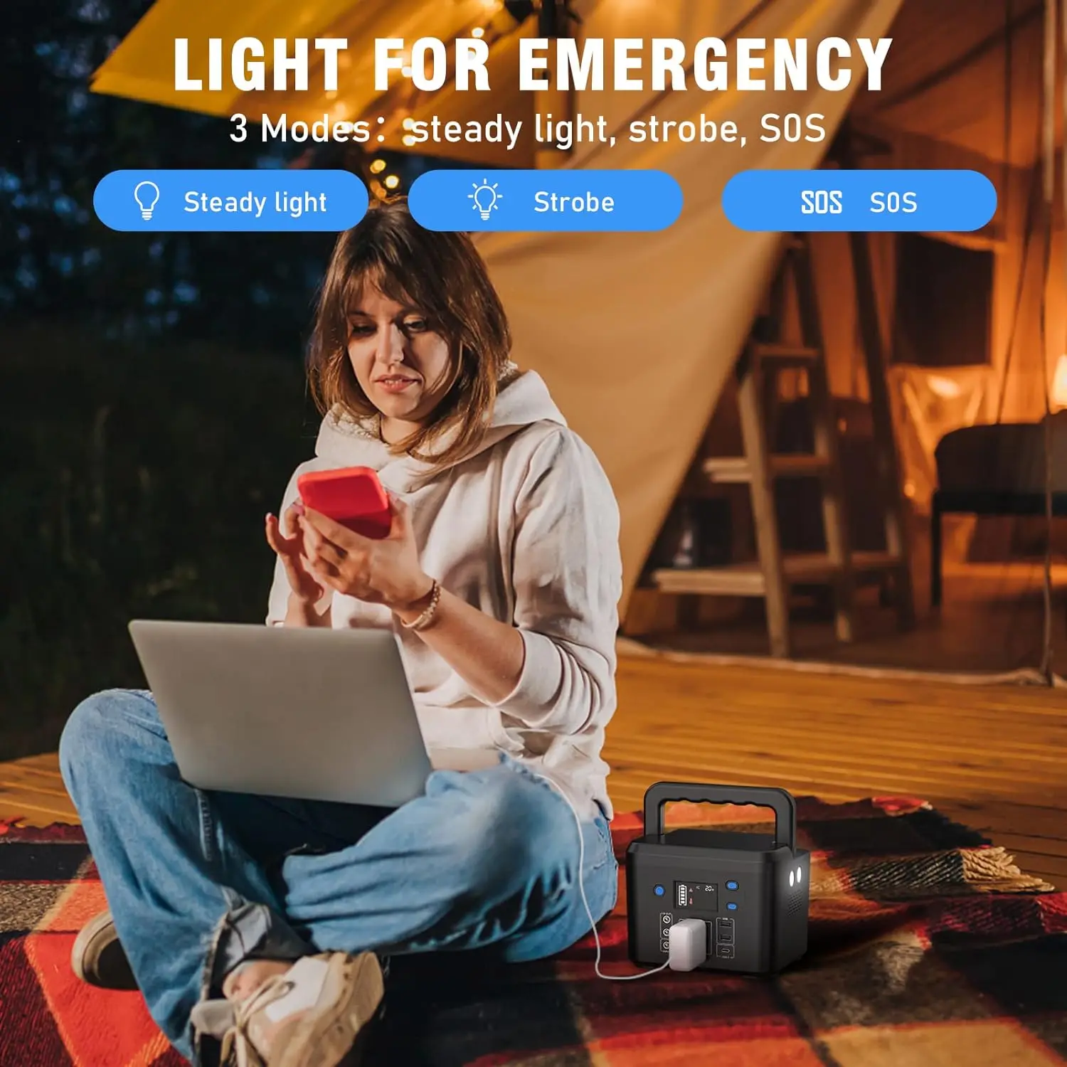 200W Portable Power Station 120Wh Backup Lithium Battery AC DC USB Outdoor Camping - Image 6