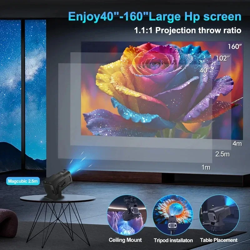 2025 4K Android 11 Projector 1080P 390ANSI Dual WiFi6 BT5.0 Portable Cinema - Image 6