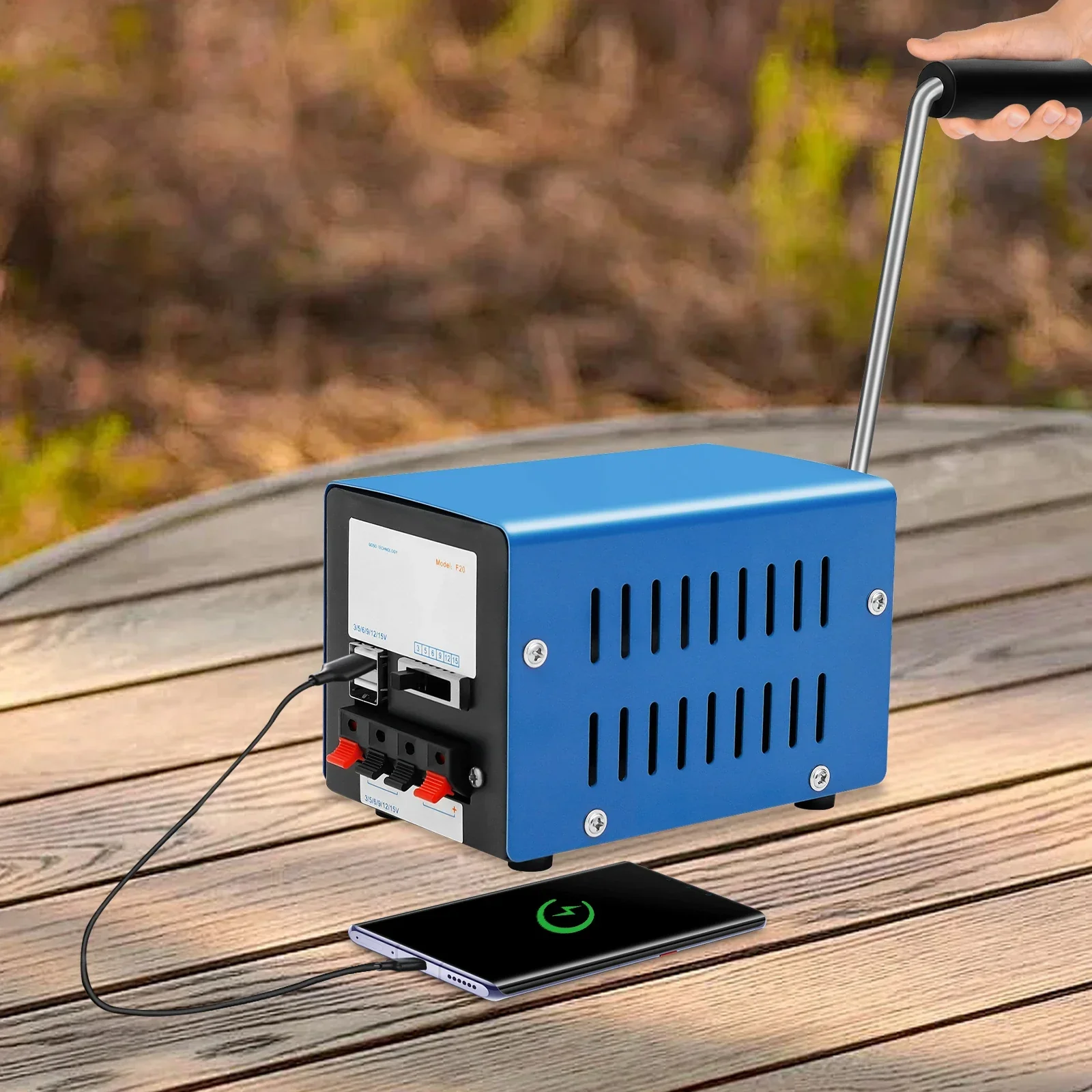 20W Hand Crank Generator Portable USB Emergency Charger for Travel Camping Survival - Image 2