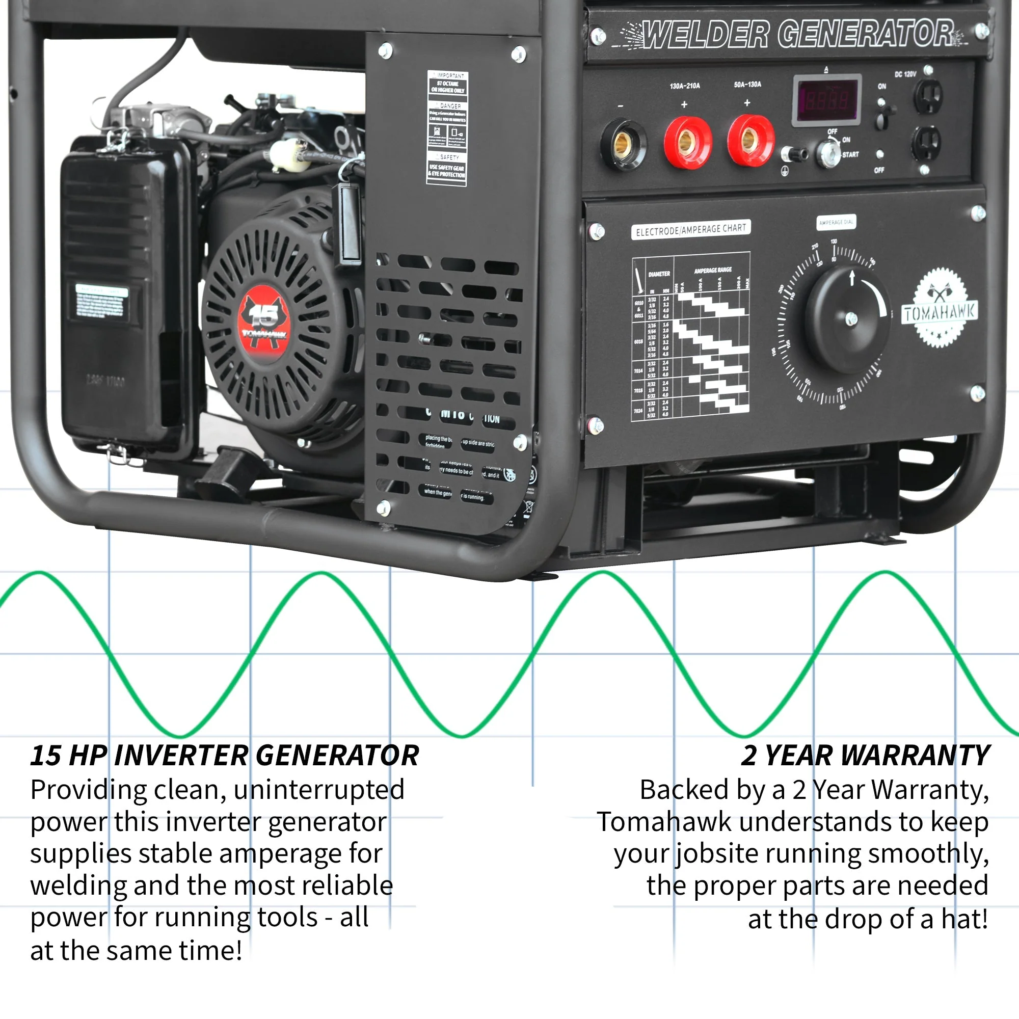210 Amp Engine Driven Welder Generator 2000 Watt 15 HP Gas Powered - Image 4