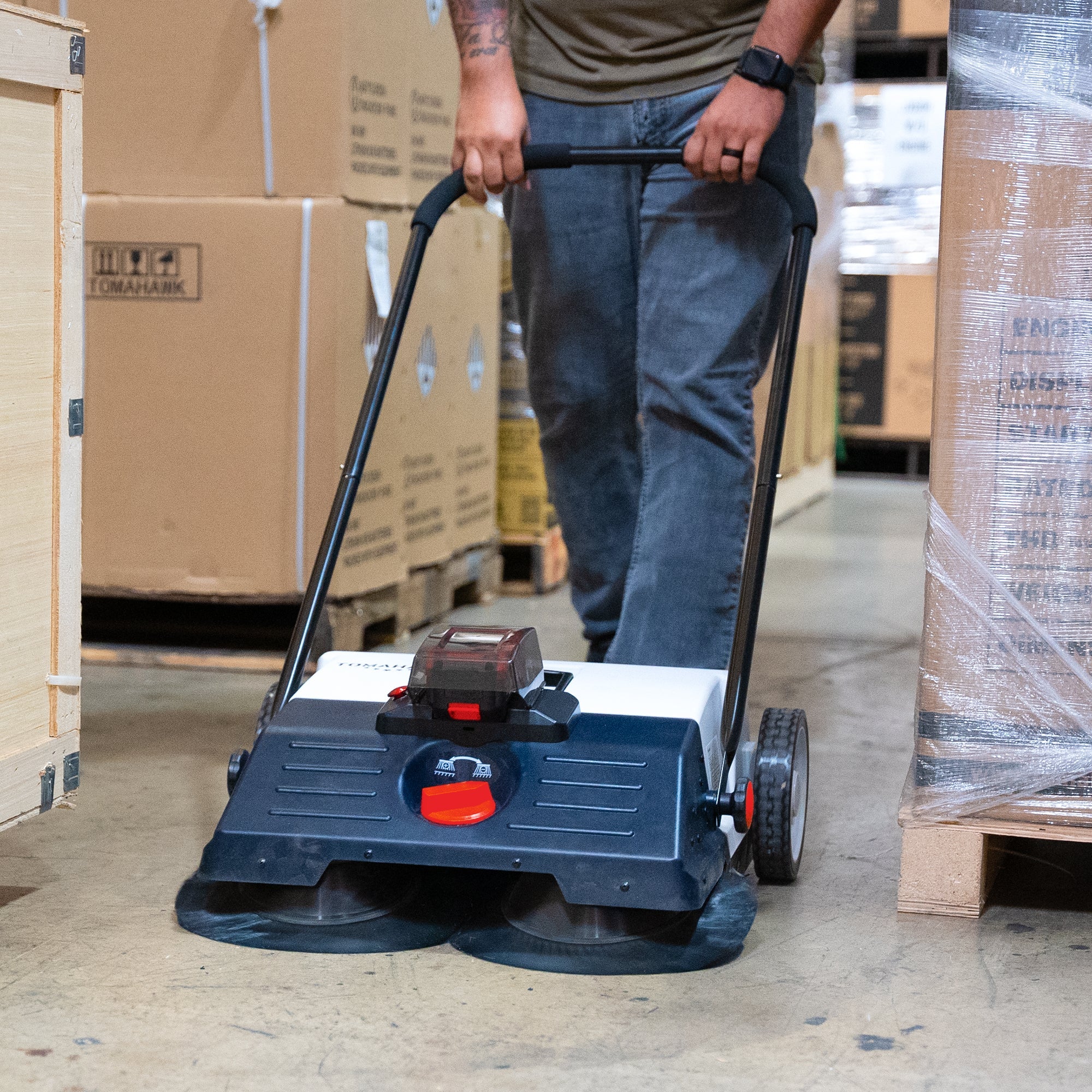 22" Battery Powered Push Sweeper With Double Brush System 18V Lithium-Ion - Image 12