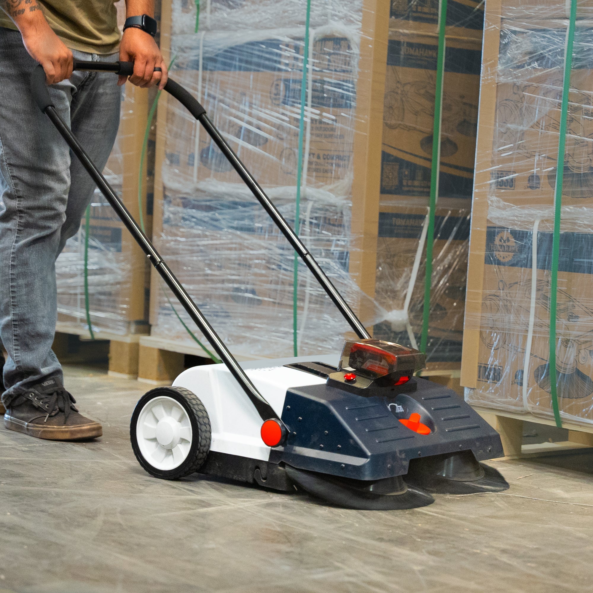 22" Battery Powered Push Sweeper With Double Brush System 18V Lithium-Ion - Image 3