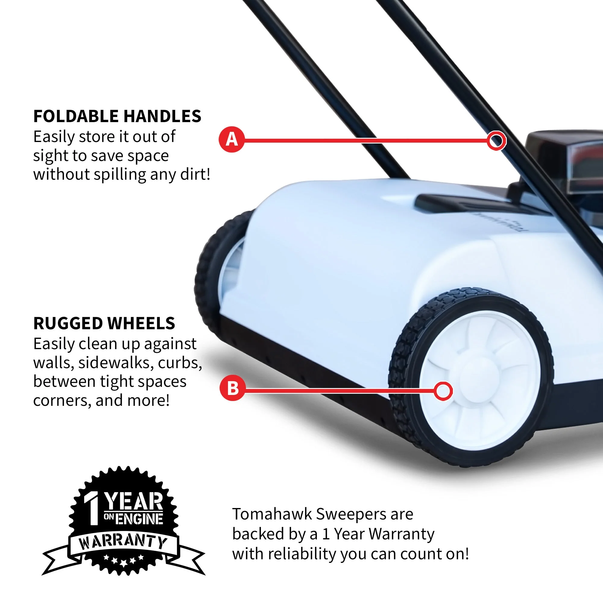 22" Battery Powered Push Sweeper With Double Brush System 18V Lithium-Ion - Image 9