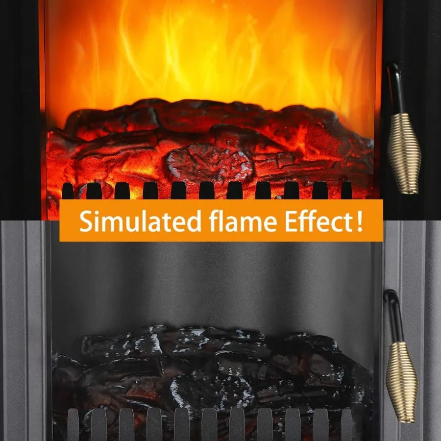 22" Freestanding Electric Fireplace Infrared Heater with Remote & Overheat Protection - Image 5