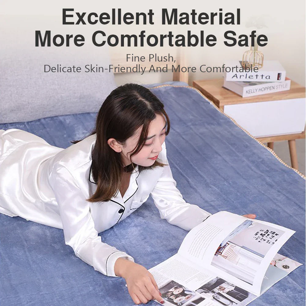 220V Electric Blanket Flannel Heated Mattress Pad Thermostat Auto Shut Off - Image 3