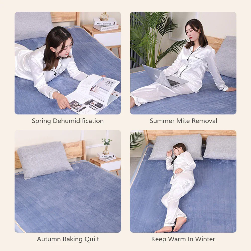 220V Electric Blanket Flannel Heated Mattress Pad Thermostat Auto Shut Off - Image 6