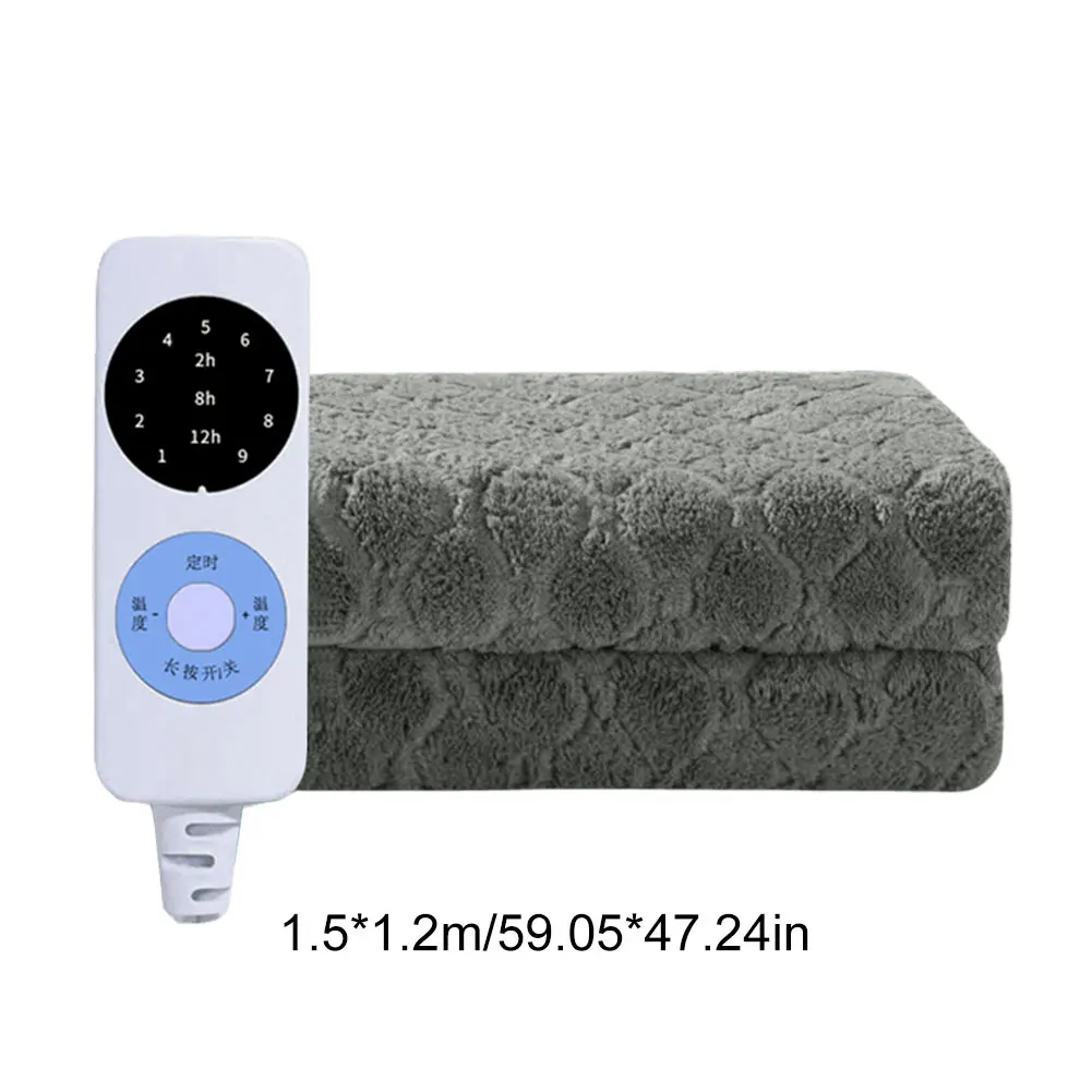 220V Electric Blanket Single Control Plush Heated Winter Throw Warm Velvet - Image 5
