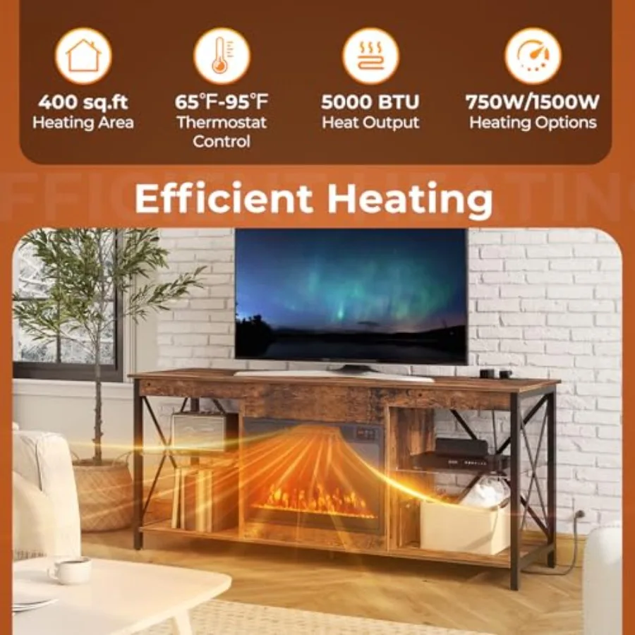 23 Inch Electric Fireplace Insert with Heater 1500W – Adjustable Flame Home Decor - Image 4