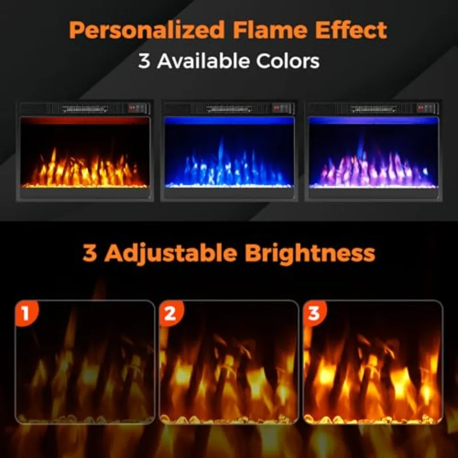 23 Inch Electric Fireplace Insert with Heater 1500W – Adjustable Flame Home Decor - Image 5