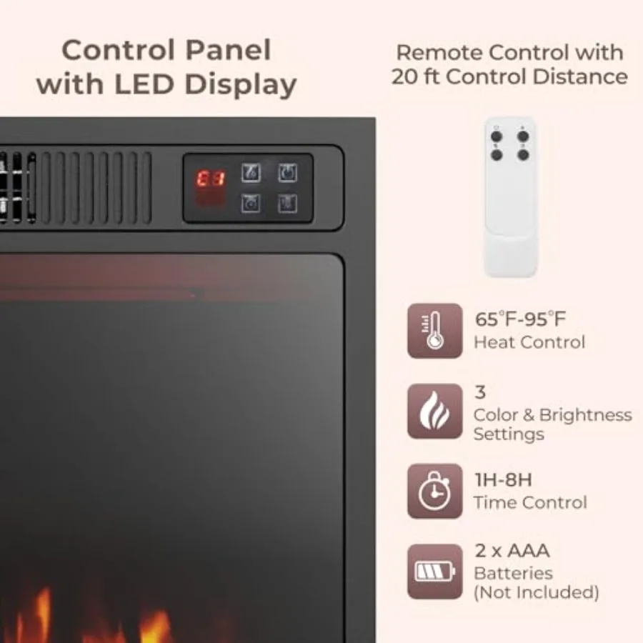 23 Inch Electric Fireplace Insert with Heater 1500W – Adjustable Flame Home Decor - Image 6