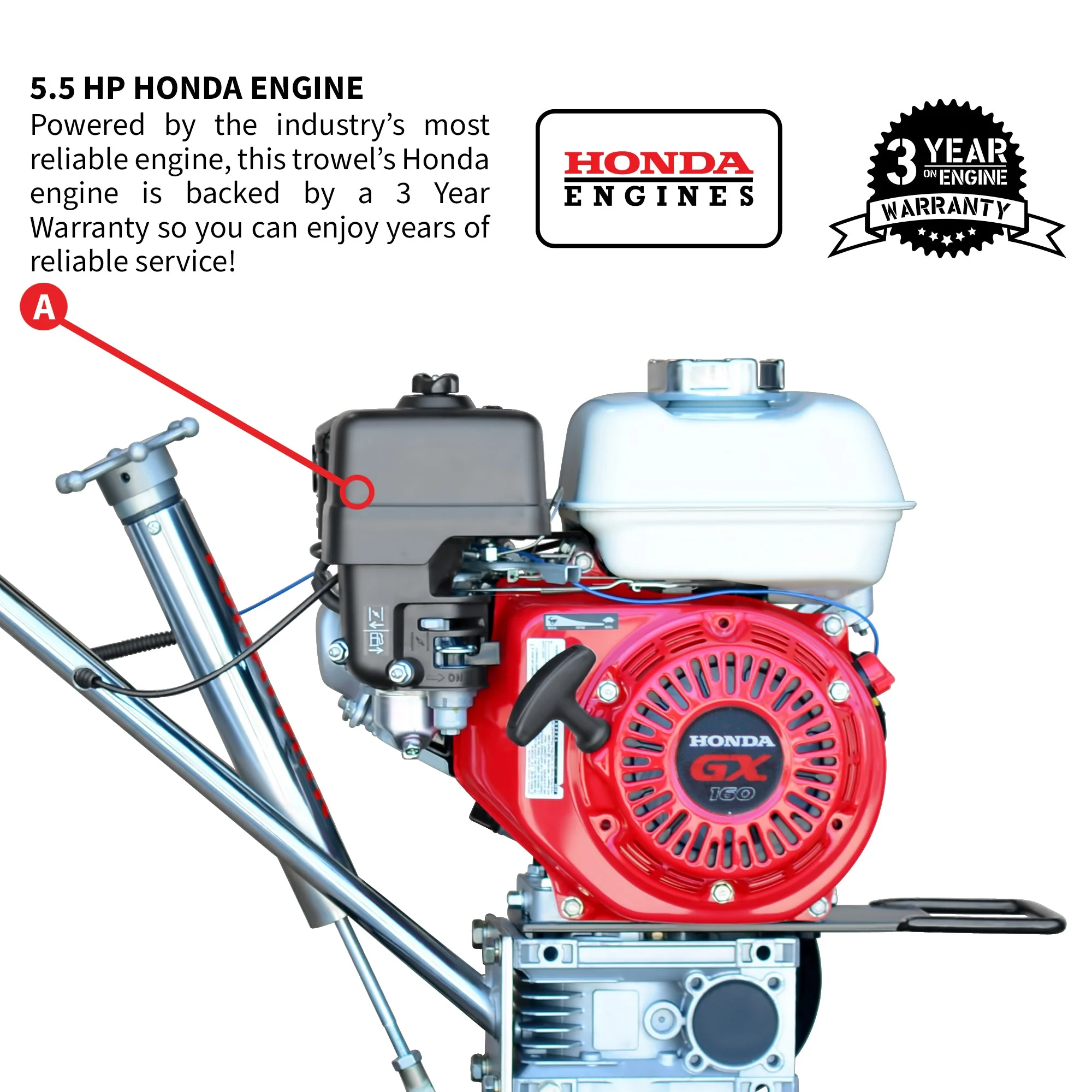 24" Concrete Power Trowel Edger 5.5HP Honda Float Pan Blade Screed Finishing Tool - Image 5