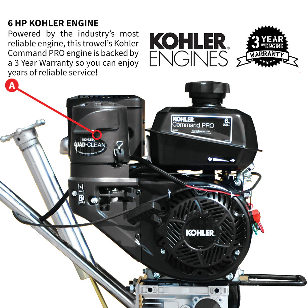 24" Concrete Power Trowel Edger 6HP Kohler Float Pan Blade Screed Finishing Tool - Image 6