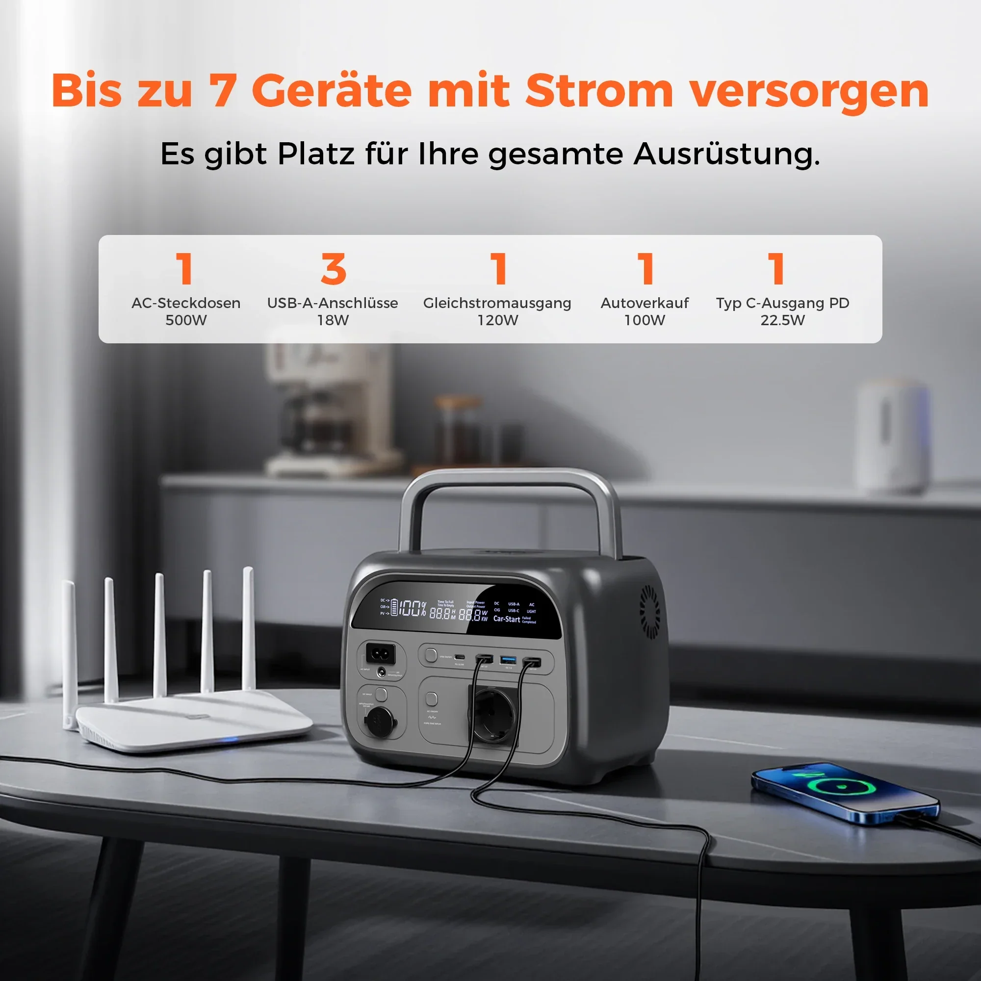 2400W Portable Power Station 1024Wh LiFePO4 Battery Solar Generator Emergency Use - Image 7
