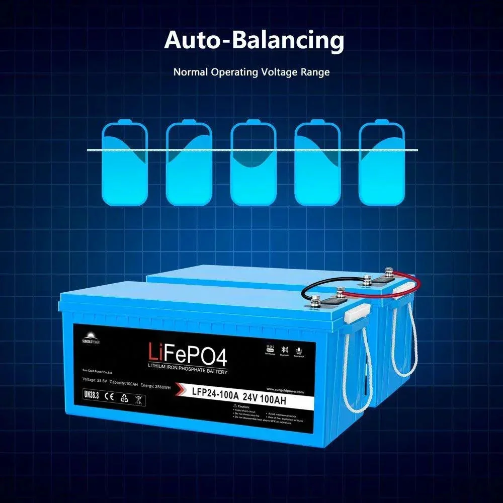 Sungold Power 24V 100Ah LiFePo4 Deep Cycle Lithium Battery Bluetooth Self-Heating / IP65 - Image 5
