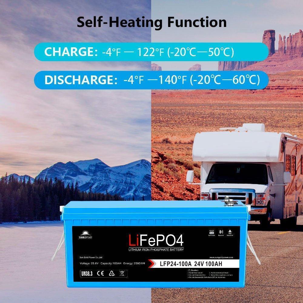 Sungold Power 24V 100Ah LiFePo4 Deep Cycle Lithium Battery Bluetooth Self-Heating / IP65 - Image 6