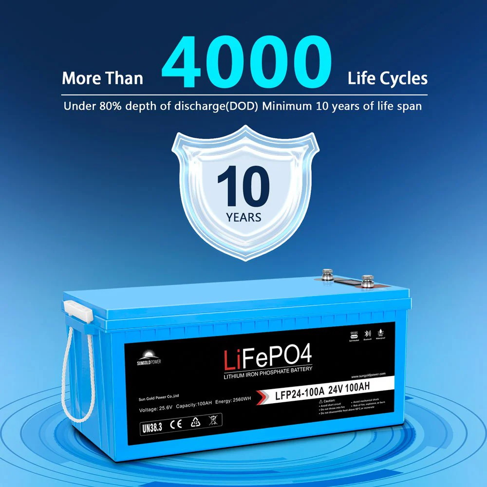 24V 100Ah LiFePo4 Deep Cycle Lithium Battery Bluetooth / Self-Heating / IP65 - Image 4