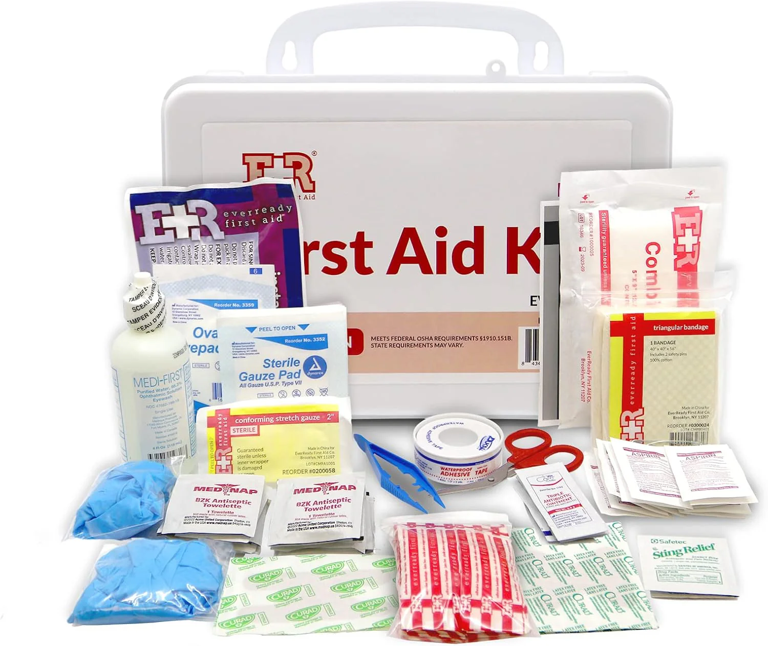 107 Piece, 25 Person First Aid Kit with Plastic Case, OSHA Compliant - Image 4