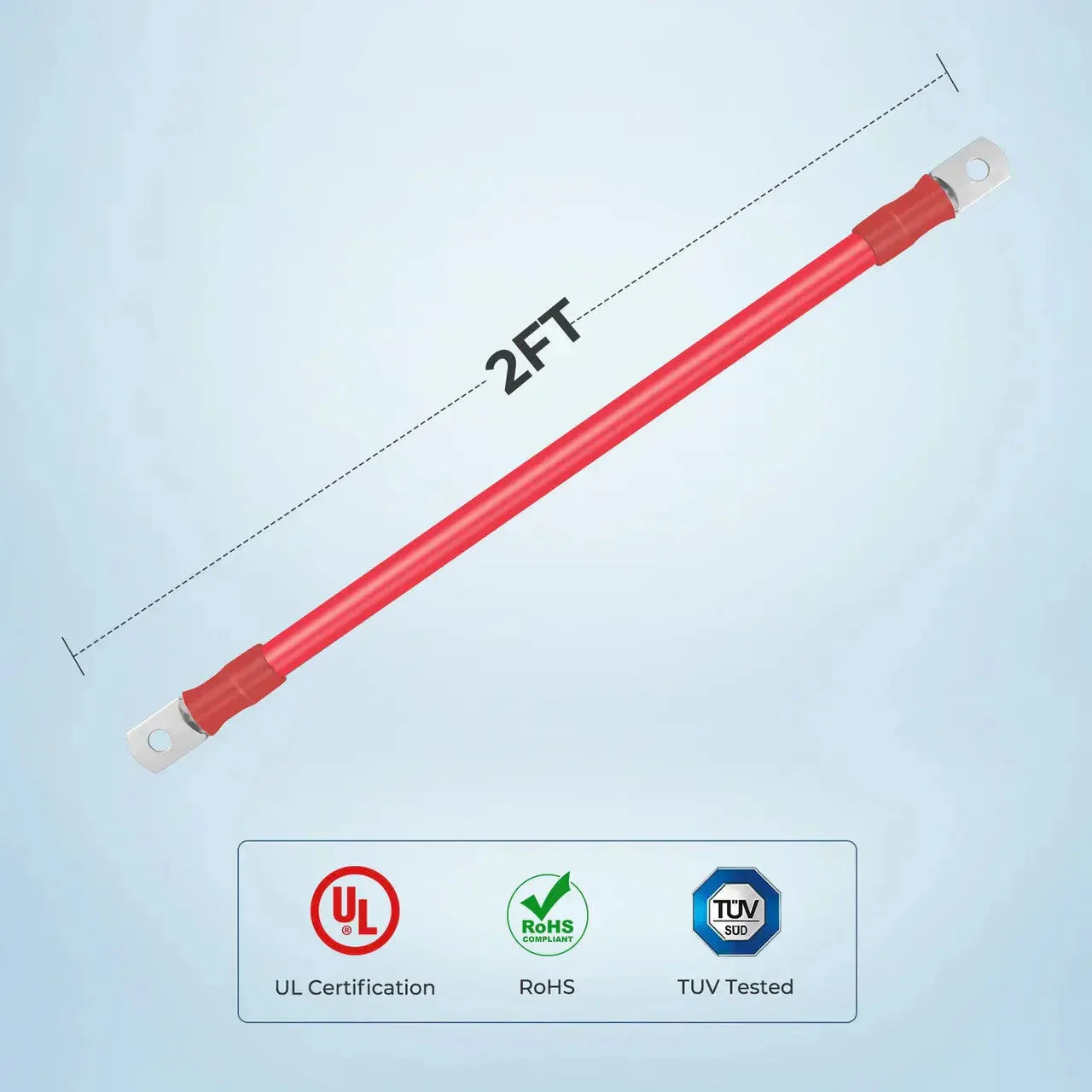 2ft ANL Fuse Cable with Double Ring Terminals for 3/8 in Lugs - Image 3