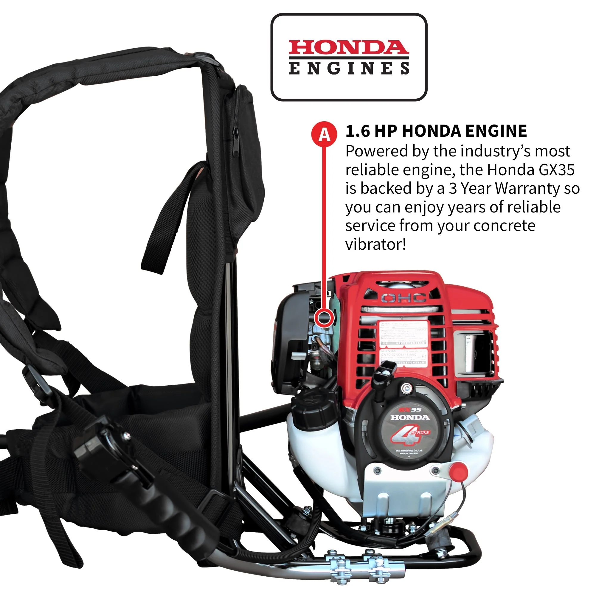 2HP Honda Concrete Vibrator with Flex Shaft Cable Whip Backpack - Image 5