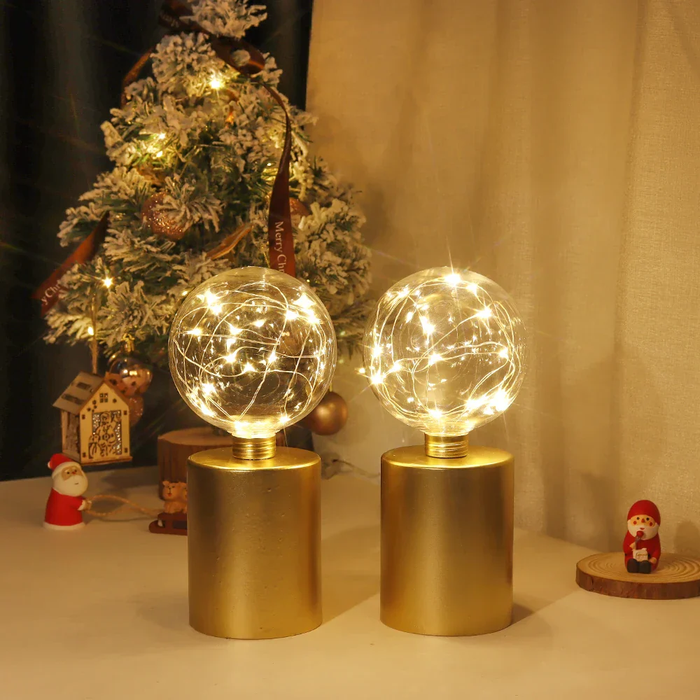 2Pcs Gold Table Lamp Battery Powered Cordless LED Light Bedroom Living Room Decor - Image 3