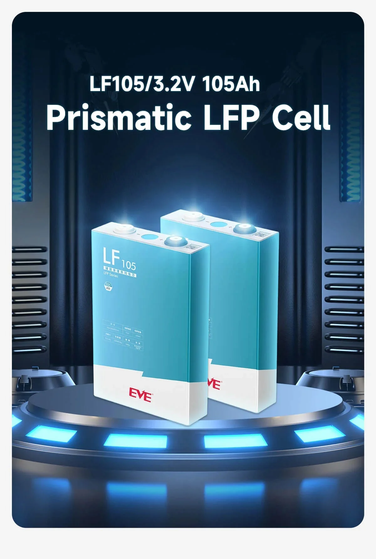 3.2V 105Ah EVE LiFePO4 LFP battery cells - 336Wh, 10+ year life @80% DOD - Image 5
