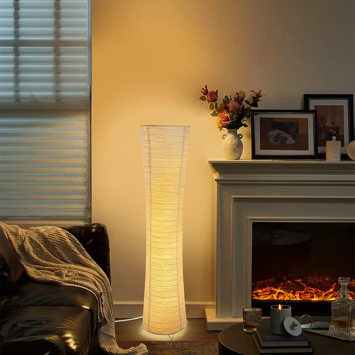 3 Color LED Floor Lamp Dimmable Adjustable Paper Shade for Bedroom Living Room - Image 3