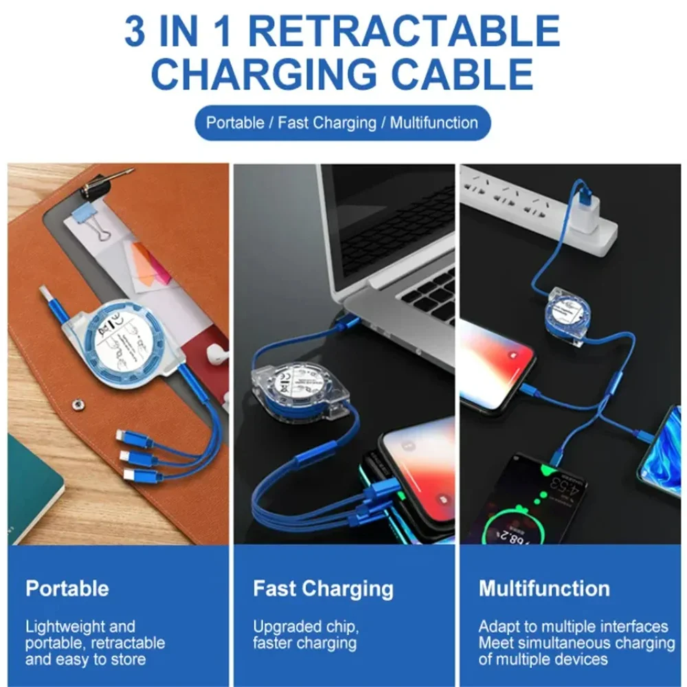 3-in-1 USB Cable – Fast Charging iPhone, Type-C & Micro USB for Android Devices - Image 3
