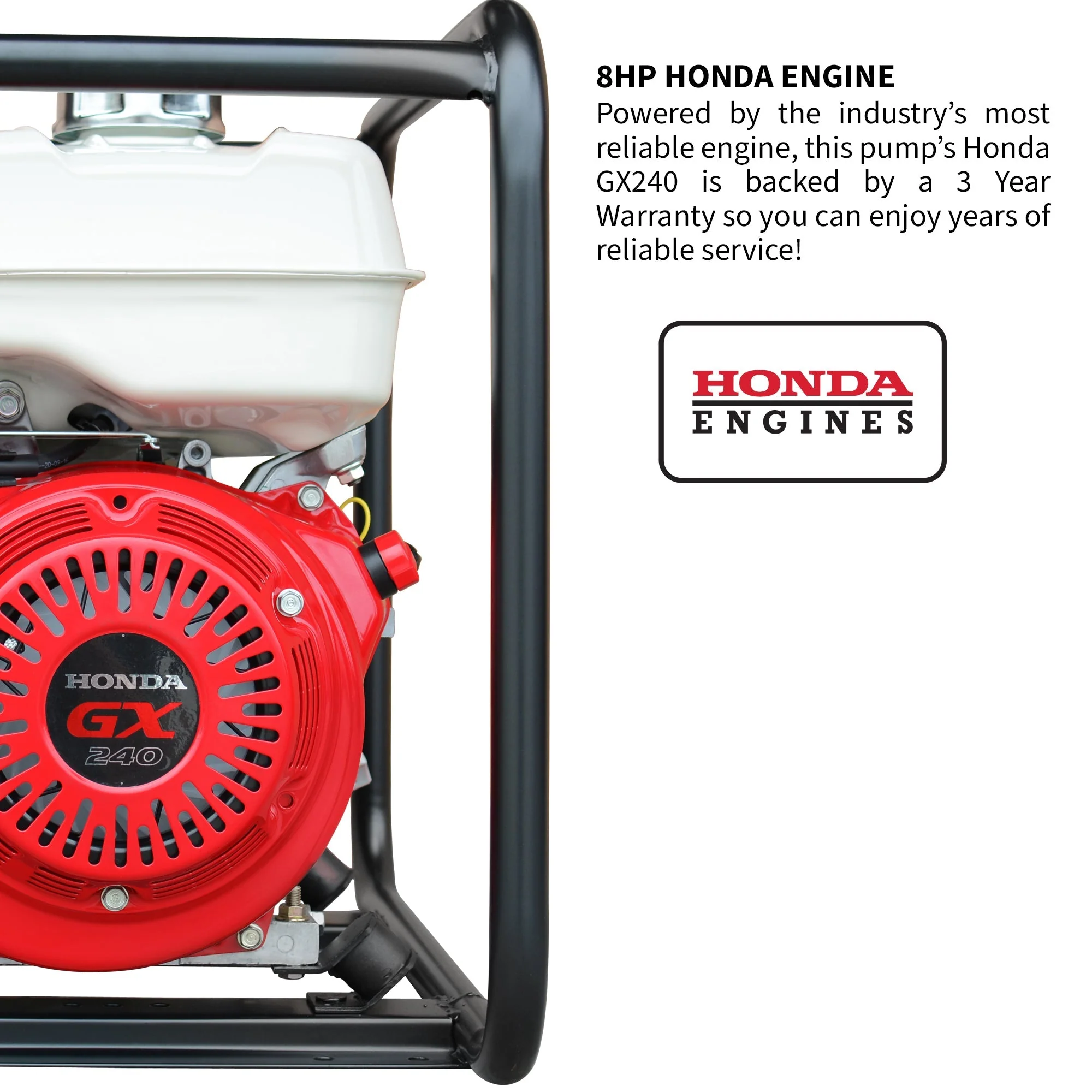 3 Inch Trash Water Pump 375 GPM 8 HP GX270 powered by Honda Portable Utility - Image 5