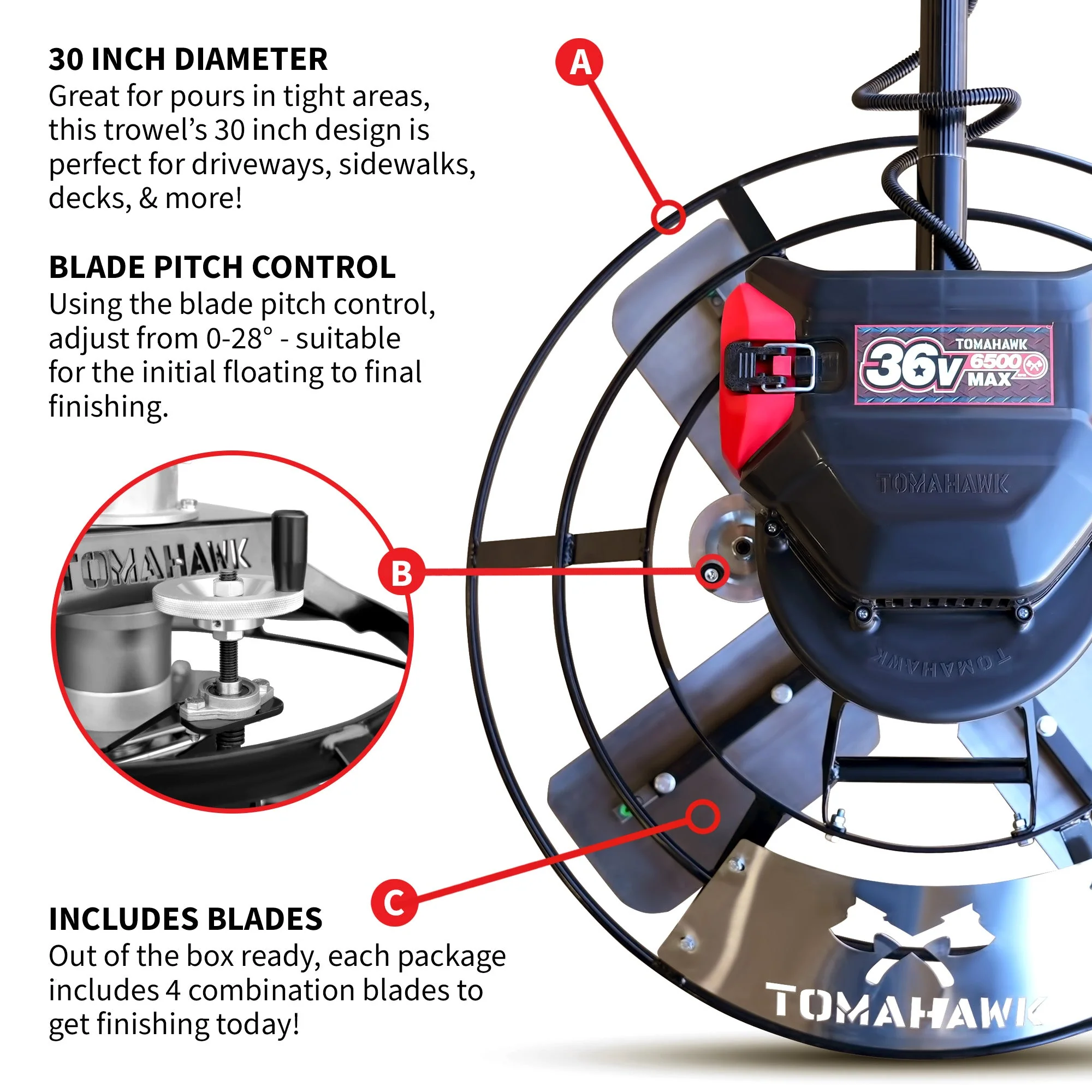 PRE ORDER: 30" Battery-Powered Portable Power Trowel with 18ft Bull Float Handle - Image 7